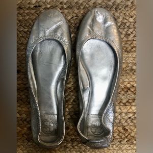 Tory Burch Silver Ballet Flats